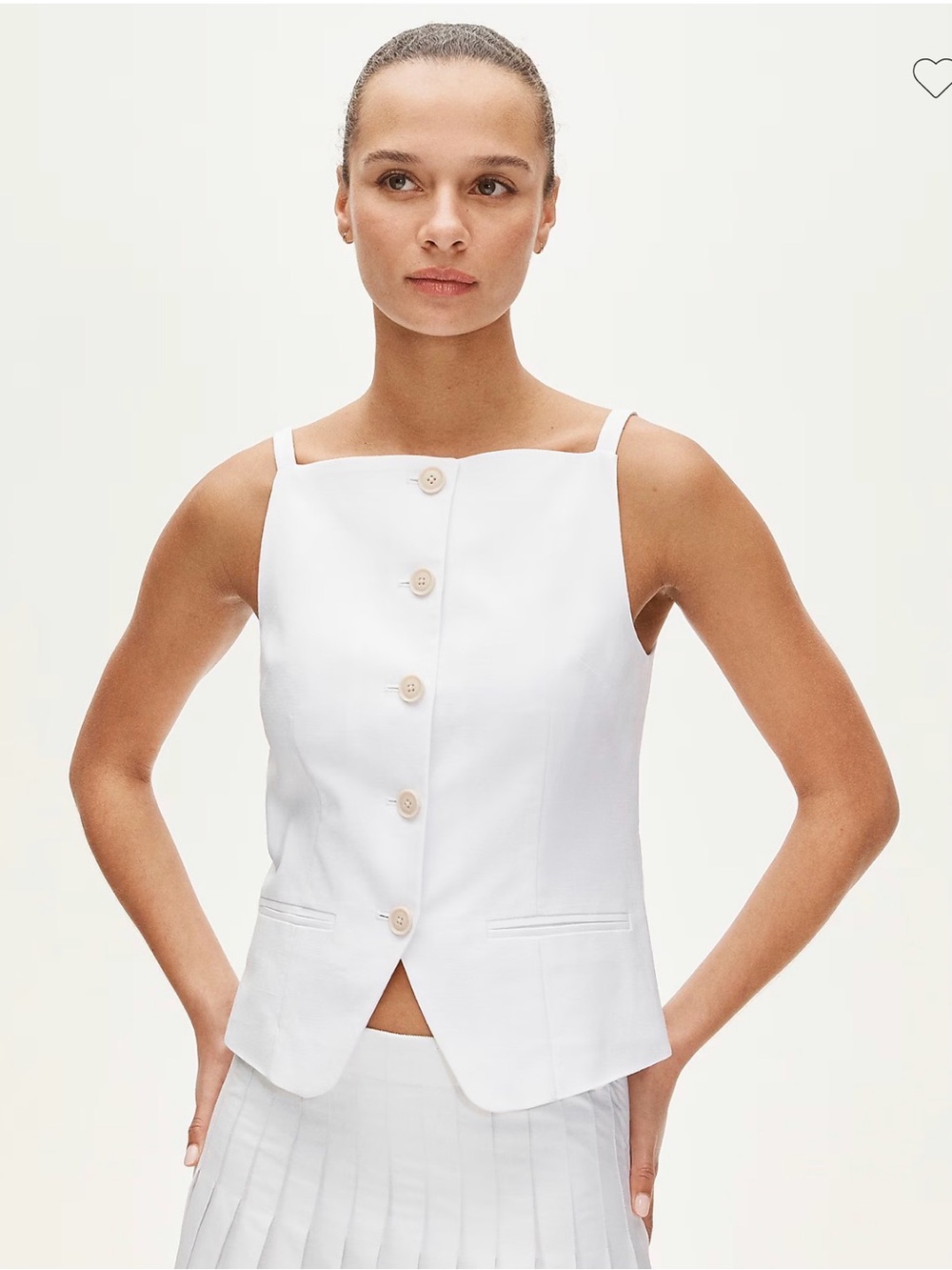 J. Crew Button-up cutaway tank top in Gramercy linen blend